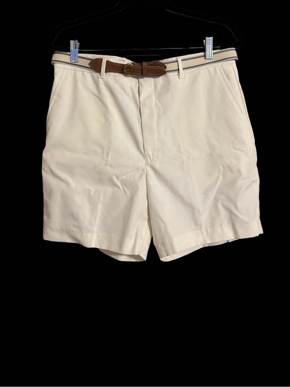 Vintage Knights Bridge Shorts Mens Chino inseam 7” made in USA White w/ Belt 34